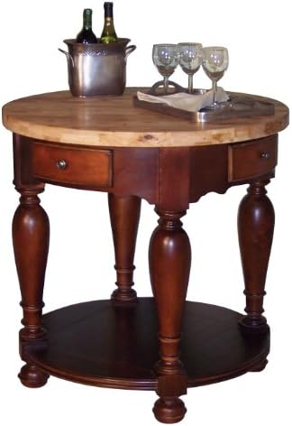 Kaco international K536-M RSVP Round 36-Inch Kitchen Island in a Misto Cherry and Natural Sherwin Williams Finish