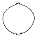 White Pearl Necklace Choker with 11-12 mm Pearls on Natural Dark Brown Leather