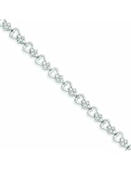 Genuine 14K White Gold White Gold Diamond Heart Link Bracelet 9 Grams Of Gold 100% Satisfaction Guaranteed.