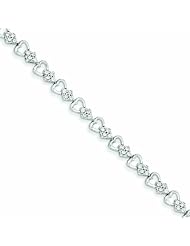 1.1 Carat 14K White Gold Diamond Heart Link Bracelet