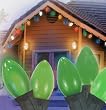 Set Of 25 Opaque Green C7 Christmas Lights - Green Wire