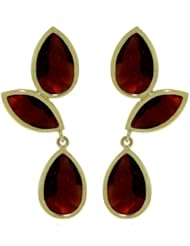 14K Gold Chandelier Drop Earrings with bezel-set Natural Garnets