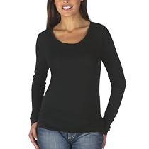 Mossimo&reg; Black: Long-Sleeve Scoop-Neck Tissue Tee - Ebony