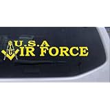 10in X 2.4in Yellow -- Air Force Masonic Compass and Square Military Car Window Wall... by Rad Dezigns