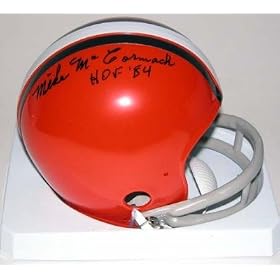 Mike McCormack Autographed/Hand Signed Cleveland Browns Mini Helmet with HOF 84 Inscription