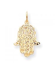 10k Yellow Gold Filigree Chamseh Charm - Religious Jewelry