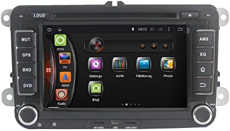 lsqSTAR 7 Inch Quad Core 16GB 1024*600 Resolution Double Din In Dash for VW Volkswagen MAGOTAN/CADDY/PASSAT/ SAGITAR/GOLF/TIGUAN/TOURAN/JETTA/SKODA/SEAT/ CC/POLO/Golf 5/Golf 6 2006-2012 Android 4.4.4 Car DVD Player GPS Navigation Stereo Head Unit Radio, Hd Capacitive Touch Screen Support 3G Wifi Bluetooth SD USB AM FM RDS Radio OBD2 DVR Subwoofer Output Steering Wheel Control Mirror Link, Free 8GB Sd Card Map