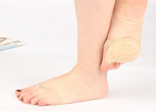 Women Ladies Girls High Heels Lace Summer Sandal Invisible Half Footie toe Socks set of 5 pairs (skin color)