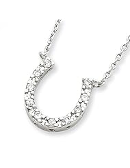 Sterling Silver 16in CZ Horshoe Necklace. Metal Wt- 1.97g