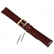 Long Crocodile Grain Brown Leather Watch Band 18mm