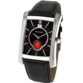 Pierre Lannier - 255B183 - Montre Homme - M�tal Chrom� - Quartz Analogique - Dateur - Cadran Noir / rouge - Bracelet Cuir Noir