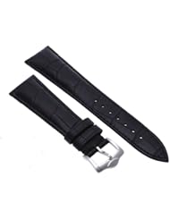22mm Unisex Genuine Leather Watch Band Strap Bracelet Black Fashion