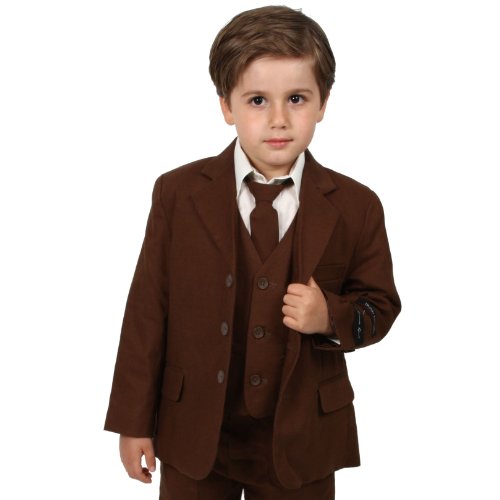 JL5026 BROWN Cotton/Linen Boys Summer Suit From Baby to Teen (10)