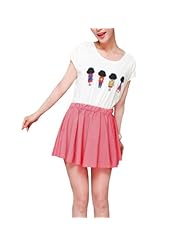 Elasticized   Waistline General Print  Polyester Round Neck Mini Dress  With Ruffles