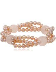 Faceted Freshwater Cultured Pearl Three Row Bracelet, 7.5"