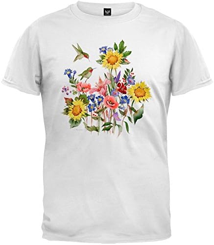 Sunflowers and Hummers White T-Shirt - Large