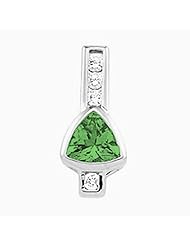 14K White Gold Trillion Cut Emerald and Diamond Pendant -- LIFETIME WARRANTY