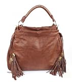 Sac &agrave; main &eacute;l&eacute;gant pour femmes coloris marron en cuir veau souple, avec bandouli&egrave;re additionnelle
