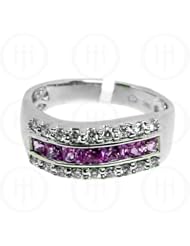 14K White Gold Diamond Ring with Pink Sapphire