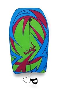 Blue, Red, Green Big Lizard Swirling Tribal Spikes Body Board 33 in.