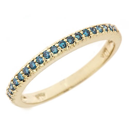 Buy Blue Diamond Wedding Anniversary Band Ring 10K Yellow Gold (1/5Cttw)