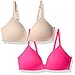 Hanes Little Girls' 2-Pack Molded Wirefree Bra, Nude/Bubble Pink, Small