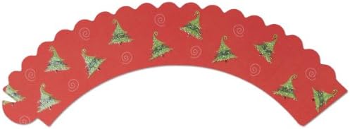 EuroQuest Imports Deco Cupcake Wraps with Holiday Trees Design, 12-Pack