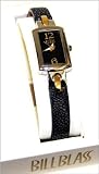 BILL BLASS WOMEN'S SLIM GRAY LEATHER BLACK DIAL WATCH