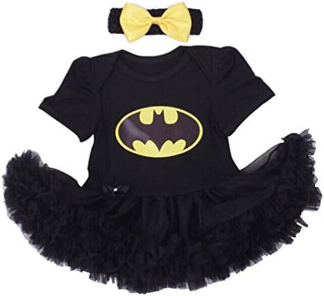 Dorara Newborn Supergirl Baby Girl Romper Dress (M:3-6 months, Batgirl)