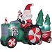 RARE - 8Ft. - Gemmy Christmas Airblown Inflatable - Santa Tractor with Trees