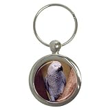African Grey Parrot Key Chain (Round)