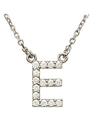 14K White Gold Diamond Initial Necklace "E" -- LIFETIME WARRANTY