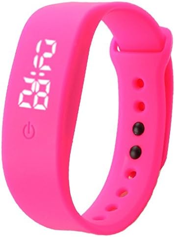 OUBAO Rubber LED Watch Date Sports Digital Wrist Watch Hot Pink