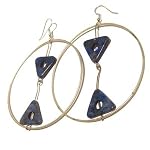 Lapis Earrings 10 Hoop White Blue Triangle Gemstone Crystal Healing 3.5