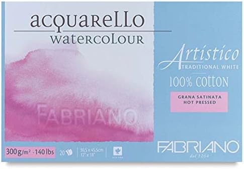 Fabriano Artistico Watercolor Blocks Traditional White Paper 140lb Hot Press 18x24