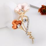 Romantic Time Diamond Decorated Vine Sea Shell Scallop Shaped Morning Glory Flower Brooch Pin