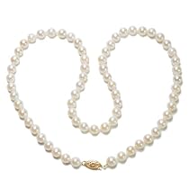 \#5 14k Yellow Gold 6-6.5mm A-Grade Akoya Cultured Pearl Necklace, 18