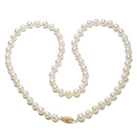 14k Yellow Gold 6-6.5mm A-Grade Akoya Cultured Pearl Necklace, 18 by