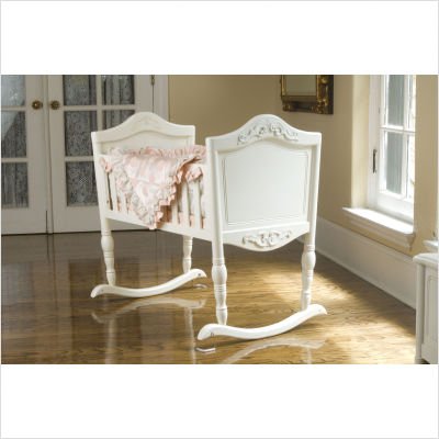 Green Frog Art Rocking Baby Cradle, Antique White