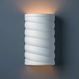 Justice Design 4325-BIS, Ambiance Ceramic Wall Sconce Lighting, 1 Light, 150 Total Watts, Bisque
