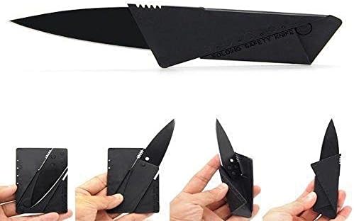 5 piece lot, Multifunctional card type folding knife and cutting knife outdoor steel sheet credit Swiss Army knife fruit cutter (black)