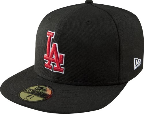 MLB Los Angeles Dodgers Black with Scarlet and White 59FIFTY Fitted Cap (7 1/2)