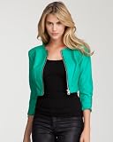 bebe Cropped Zipper Leatherette Jacket