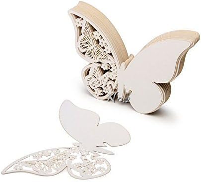 [Nice for Party] iFashionCITY Laser Cut Butterfly Design Table Name Place Cards Escort Cards Food labels Wine Glass Card for Wedding, Birthday, Party (10 Pieces, White)