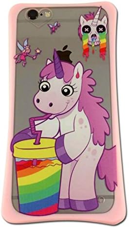Happy Halo Rainbow Unicorn Phone Case for iPhone 6 and 6S - Clear Cover with Pink Bumper