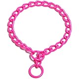 Platinum Pets 3mm Coated Chain Dog Collar 18-Inch, Bubblegum Pink