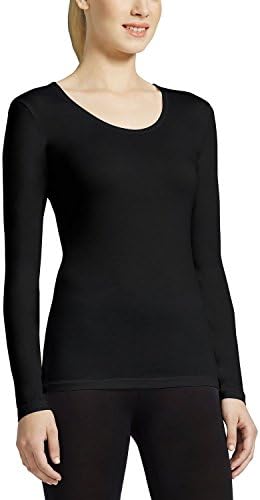 32 Degrees Heat by Weatherproof Ladies' Base Layer Crew Tee (Large, Black)