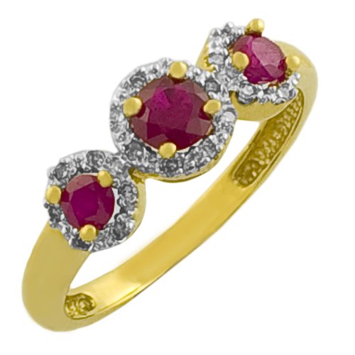 14 Karat Yellow Gold Round Ruby Ring (Size 7)