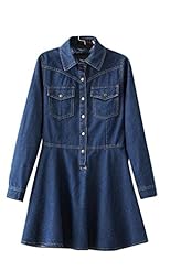 Spring Denim Long Sleeves Short Mini Dress 