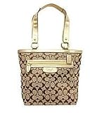 IMAGE OF Coach Signature Penelope Lunch Bag Tote 14693 Khaki Gold - Coach 14693KHA
